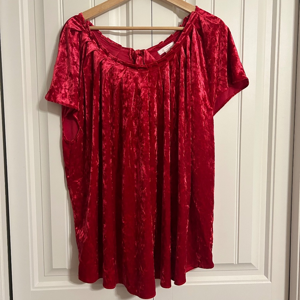 Lauren Conrad Red Velvet/Velour Top